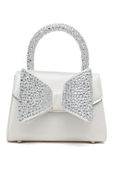 CRYSTAL BOW MINI HANDBAG-WHITE