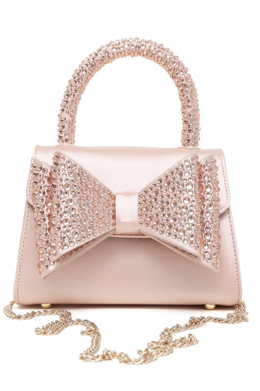 SPARKLE BOW HANDBAG-CHAMPAGNE