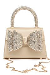 CRYSTAL BOW MINI HANDBAG-GOLD