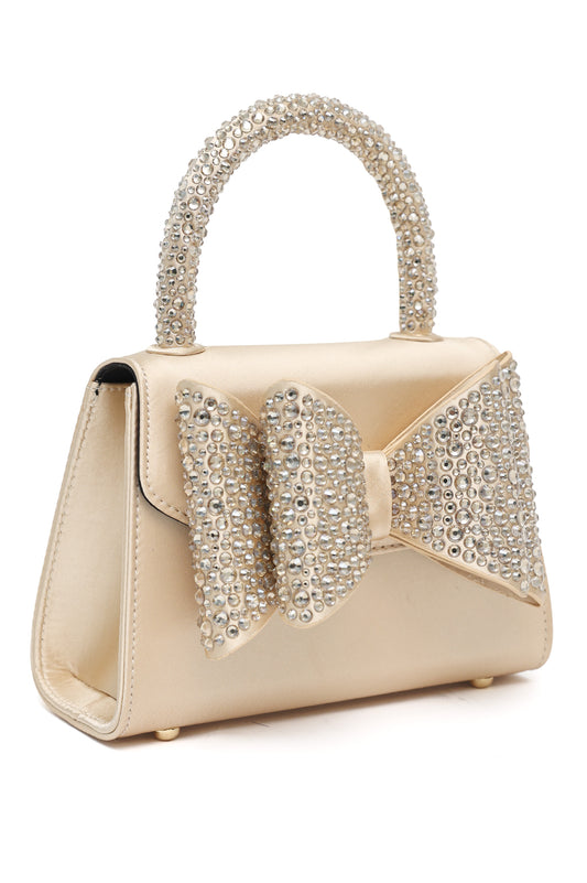 CRYSTAL BOW MINI HANDBAG-GOLD