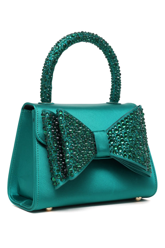 SPARKLE BOW HANDBAG-GREEN