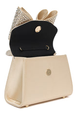 CRYSTAL BOW MINI HANDBAG-GOLD