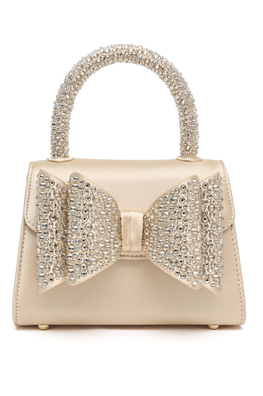 CRYSTAL BOW MINI HANDBAG-GOLD