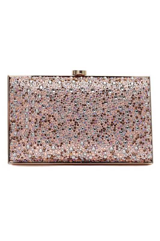 Crystal-Embellished Box Clutch-Pink