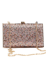 Crystal-Embellished Box Clutch-Pink