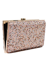 Crystal-Embellished Box Clutch-Pink