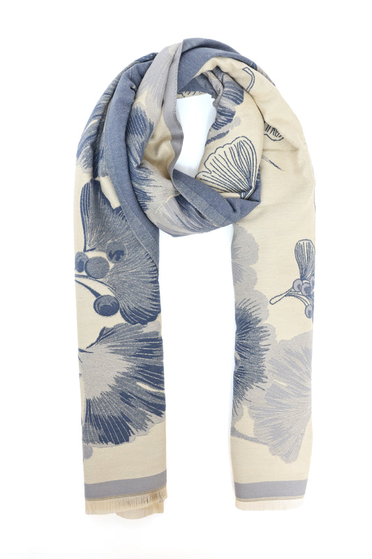 FLORAL NOIR WRAP-BLUE