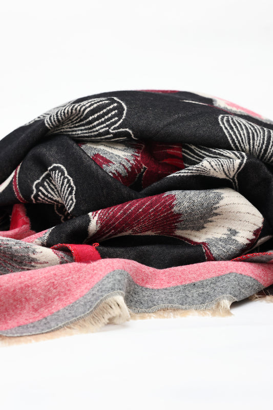 FLORAL NOIR WRAP-RED