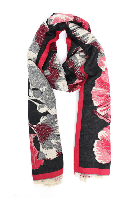 FLORAL NOIR WRAP-RED