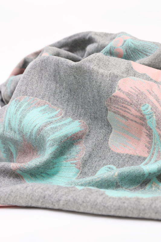 FLORAL NOIR WRAP-GREY-PINK