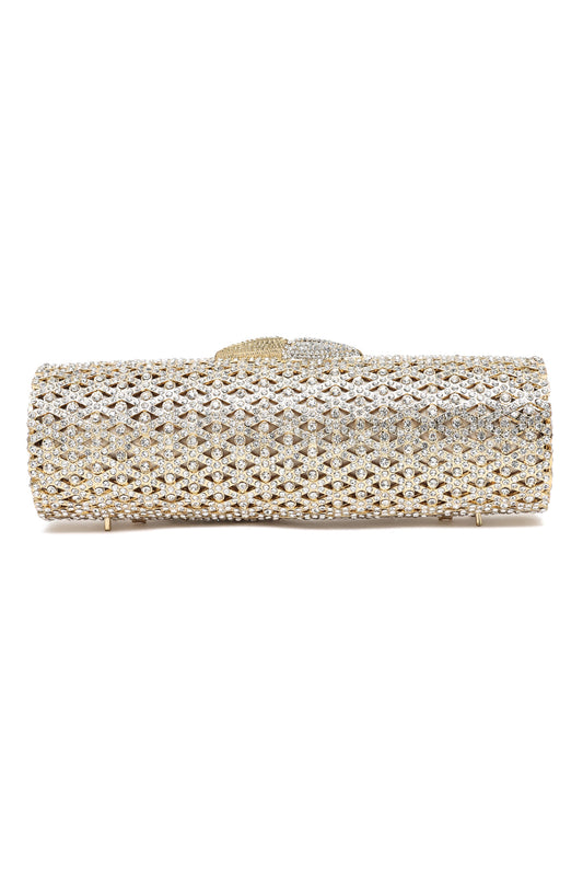 Crystal-Encrusted Evening Clutch-Silv/Gold