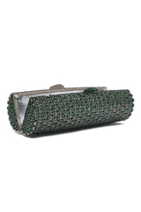 Crystal-Encrusted Evening Clutch-Green