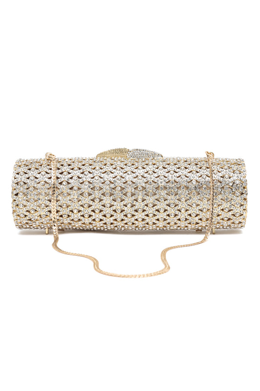 Crystal-Encrusted Evening Clutch-Silv/Gold