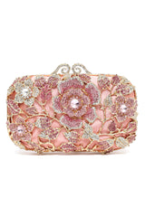 Floral Crystal Embellished Clutch-Mix-Pink