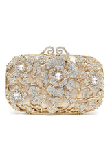 Floral Crystal Embellished Clutch-Silv/Gold