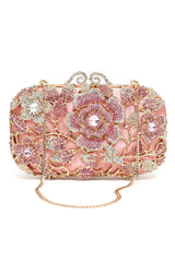 Floral Crystal Embellished Clutch-Mix-Pink