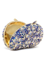 EMBELLISHED FLORAL DESIGN CLUTCH-MIX-BLUE