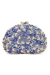 EMBELLISHED FLORAL DESIGN CLUTCH-MIX-BLUE