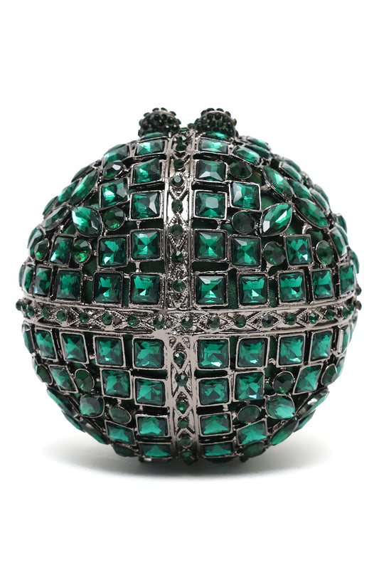 EMERALD-TONE GEMSTONE BALL CLUTCH-GREEN