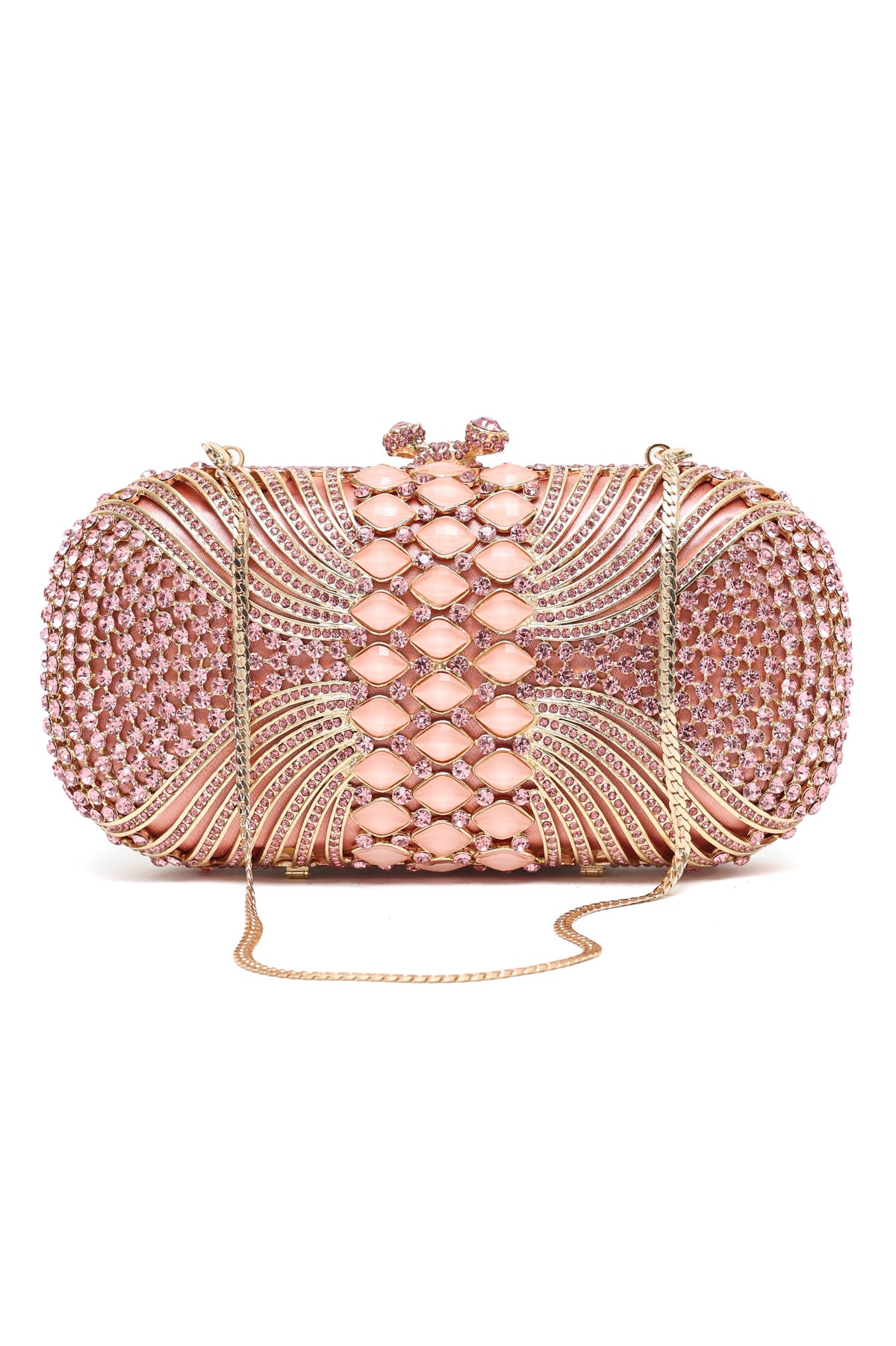 ELEGANT GEMSTONE EMBELLISHED CLUTCH-PINK