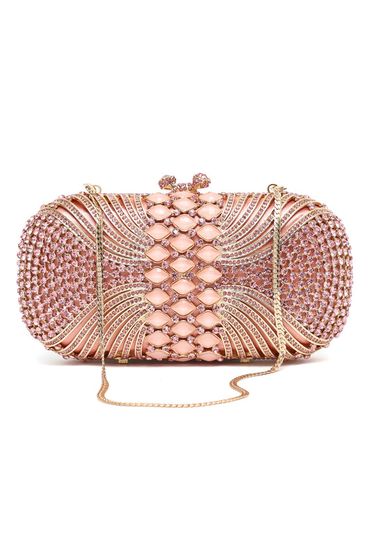 ELEGANT GEMSTONE EMBELLISHED CLUTCH-PINK