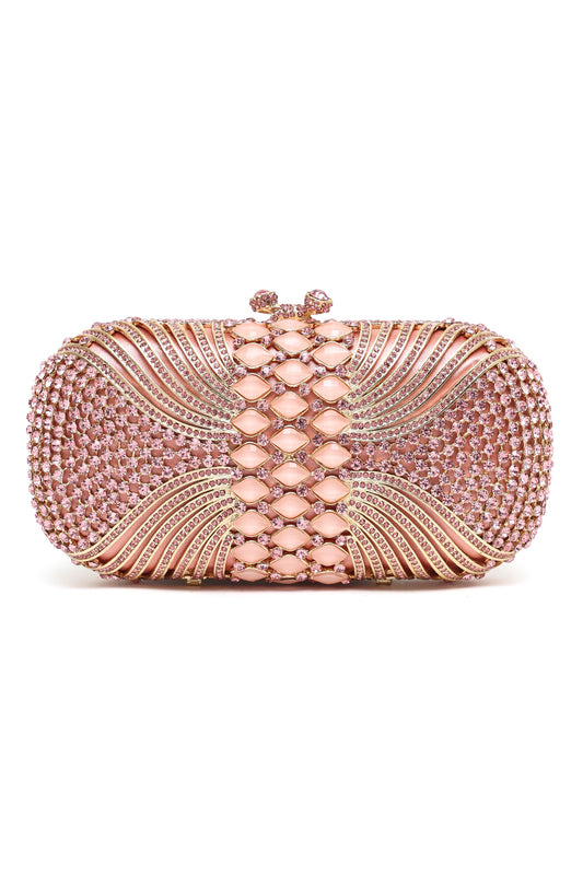 ELEGANT GEMSTONE EMBELLISHED CLUTCH-PINK