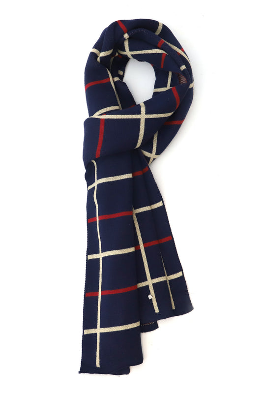 CHECKERED SCARF-NAVY