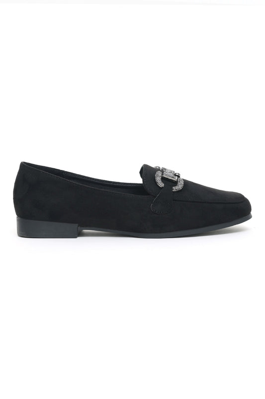 CHIC SUEDE LOAFERS-BLACK