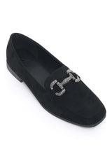 CHIC SUEDE LOAFERS-BLACK