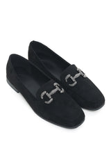 CHIC SUEDE LOAFERS-BLACK