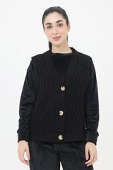 ALMAS WOVEN KNIT SWEATER-BLACK