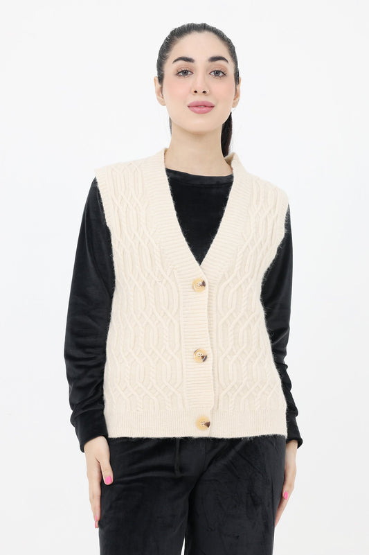 ALMAS WOVEN KNIT SWEATER-BEIGE