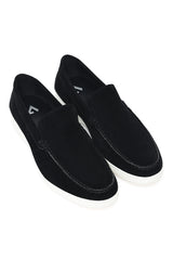 CLASSIC SUEDE SLIP-ON LOAFERS-BLACK