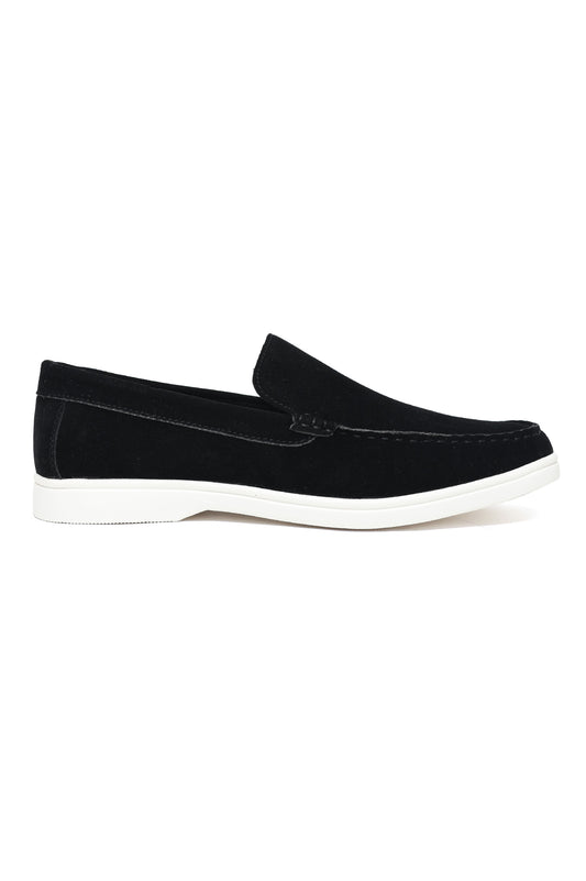 CLASSIC SUEDE SLIP-ON LOAFERS-BLACK