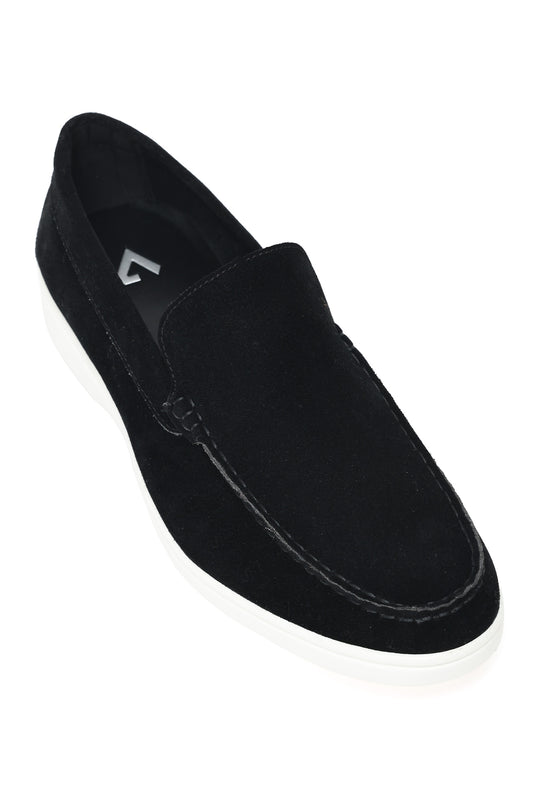 CLASSIC SUEDE SLIP-ON LOAFERS-BLACK