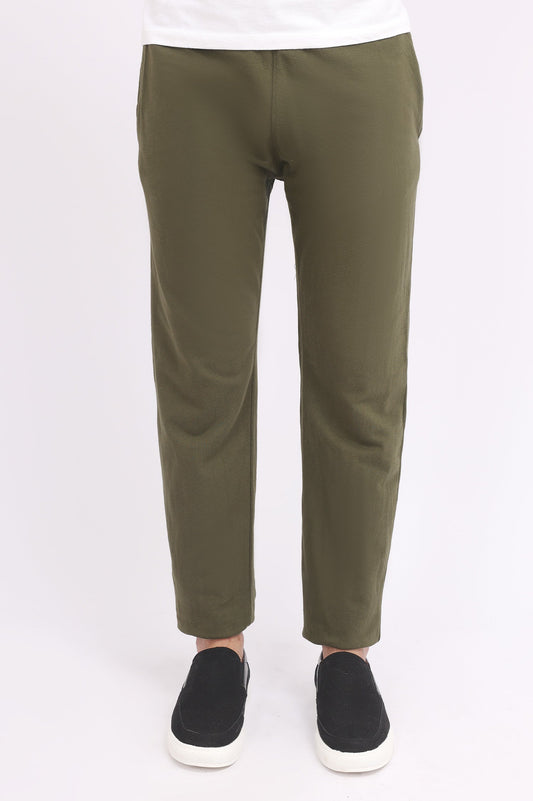 DELICATE COTTON TROUSER-OLIVE