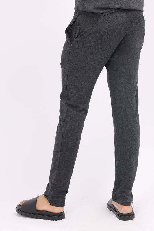 DELICATE COTTON TROUSER-CHARCOAL