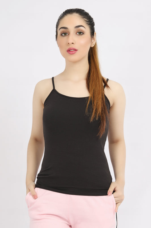 ESSENTIAL SPEGHETTI STRAP CAMI-BLACK