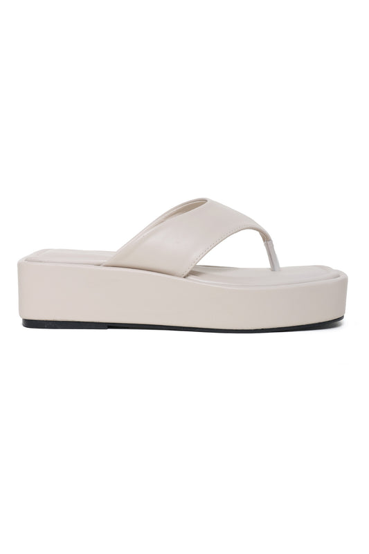 PLATFORM THONG SANDALS-BEIGE