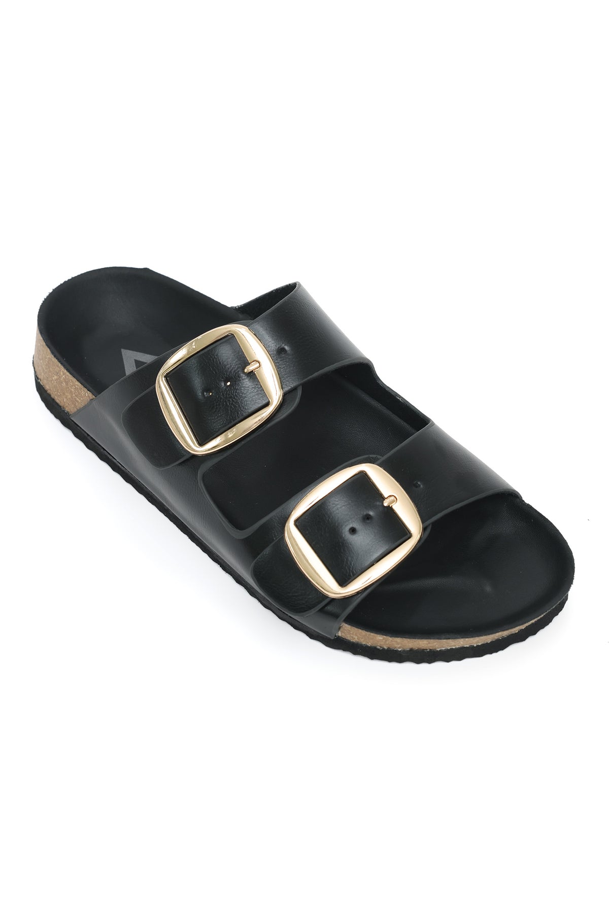 CLASSIC DUAL BUCKLE SLIDES-BLACK