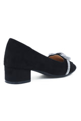 SUEDE ALMAS HEEL LOAFERS-BLACK