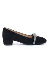 SUEDE ALMAS HEEL LOAFERS-BLACK