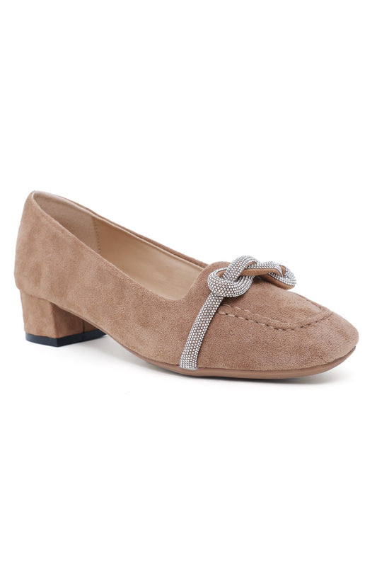 SUEDE ALMAS HEEL LOAFERS-BEIGE