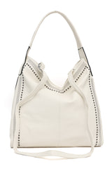 STUDDED SHOULDER BAG-BEIGE