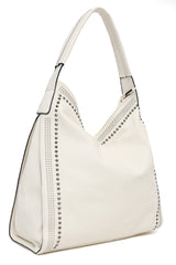 STUDDED SHOULDER BAG-BEIGE