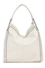 STUDDED SHOULDER BAG-BEIGE