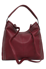 STUDDED SHOULDER BAG-RED