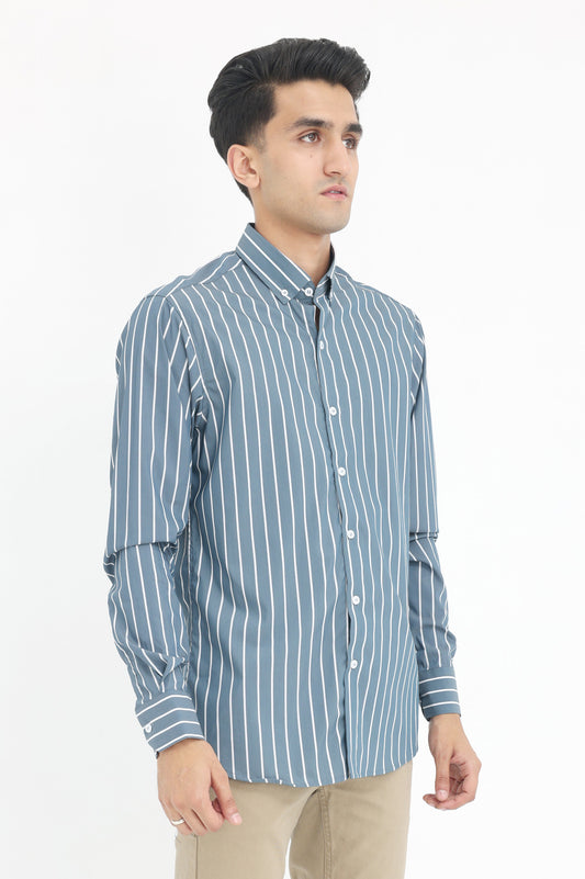 REFINED STRIPE LONG SLEEVE-GREY-WHT