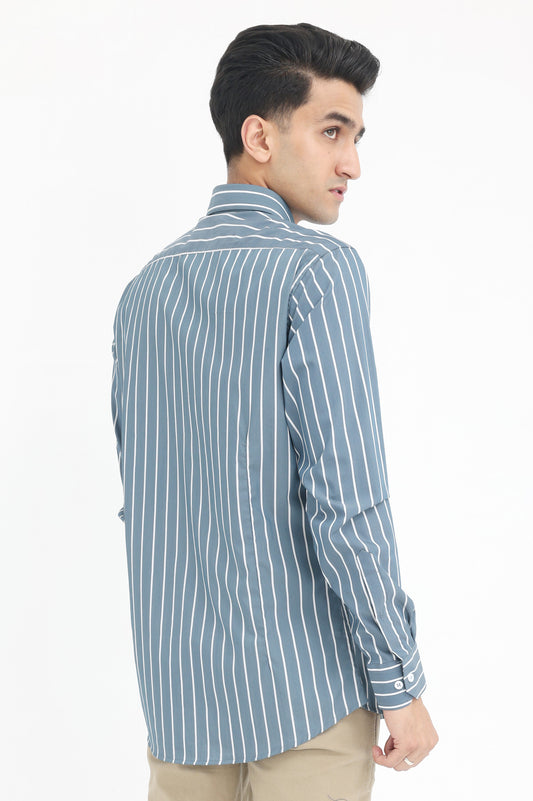 REFINED STRIPE LONG SLEEVE-GREY-WHT