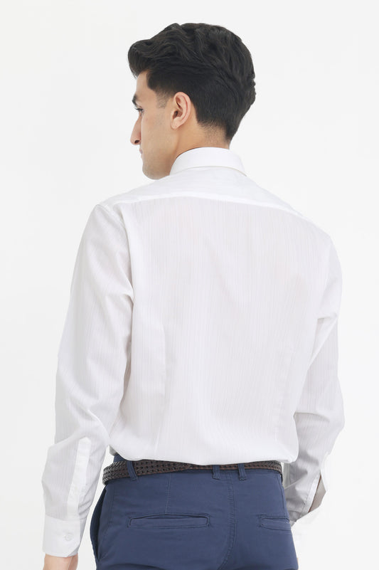 TEXTURED BUTTON-DOWN SHIRT-WHITE-LINING